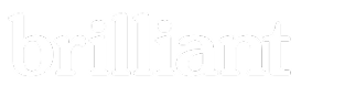 The word "brilliant" is written in large, white, lowercase letters on a light gray background.